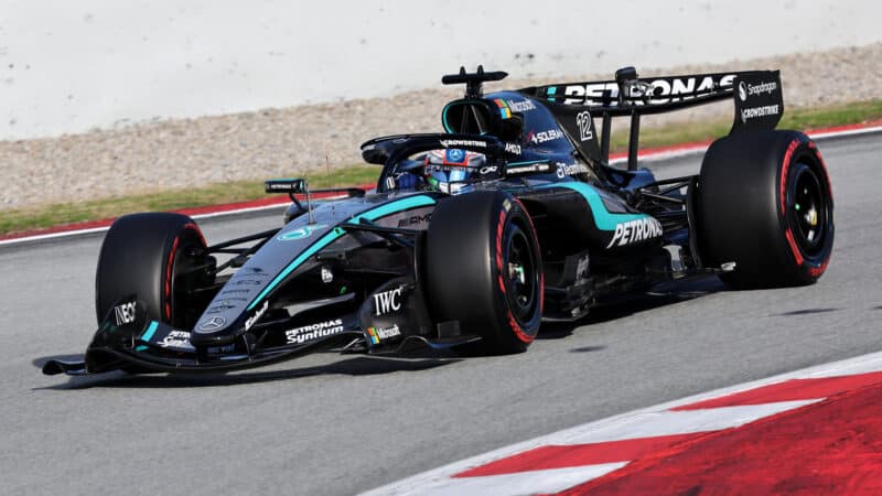 Kimi Antonelli, Mercedes, during testing in Barcelona